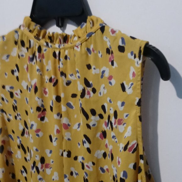 MERI SKYE Women's Yellow Printed Ruffle V-Neck Tank Top Size 1X - Picture 8 of 9